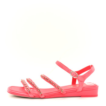 CHANEL Suede Calfskin Chain Sandals 41 Fuchsia