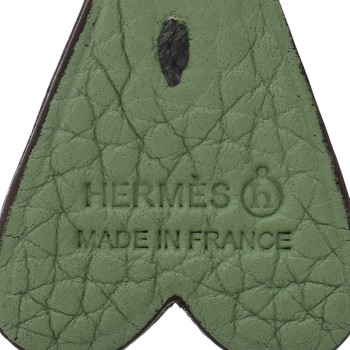 HERMES Taurillon Clemence Silk Petit H Heart Accessory Vert Criquet