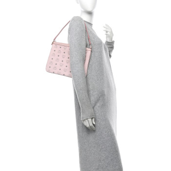MCM Visetos Liz Shopper Tote Pouch Powder Pink