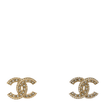 CHANEL Crystal Timeless CC Earrings Light Gold