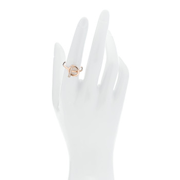 HERMES 18K Rose Gold Diamond PM Echappee Ring 55 7.25