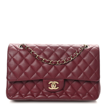 CHANEL Caviar Quilted Medium Double Flap Burgundy