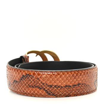 GUCCI Snakeskin Double G 40mm Belt 80 32 Brown