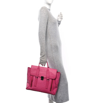 3.1 PHILLIP LIM Textured Calfskin Large Pashli Satchel Bright Fuchsia