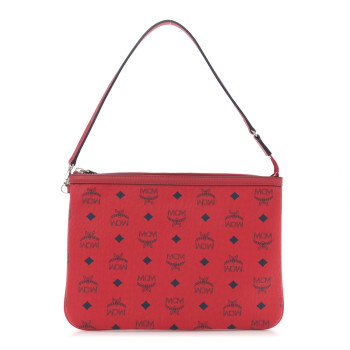 MCM Visetos Liz Shopper Tote Pouch Ruby Red