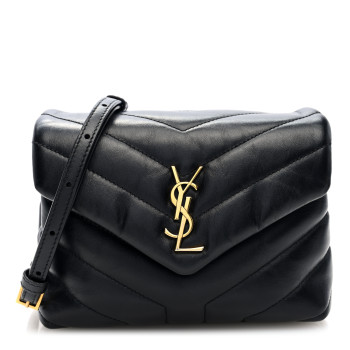 SAINT LAURENT Calfskin Y Quilted Monogram Toy Loulou Crossbody Bag Black