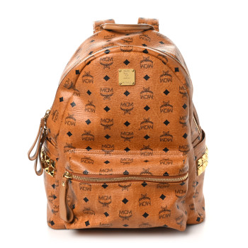 MCM Visetos Medium Side Studs Stark Backpack Cognac