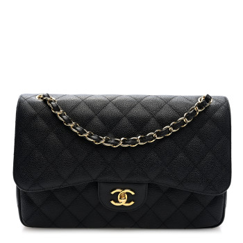 CHANEL Caviar Quilted Jumbo Double Flap Black