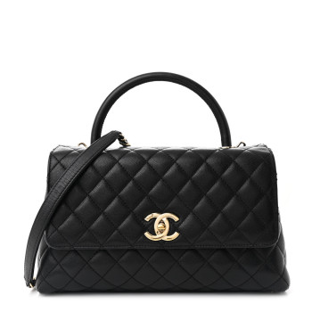 CHANEL Caviar Quilted Small Coco Handle Flap Black