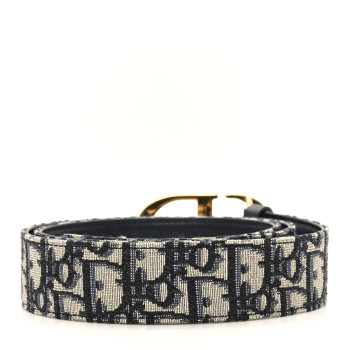 CHRISTIAN DIOR Oblique 30 Montaigne 35mm Belt 90 36 Blue