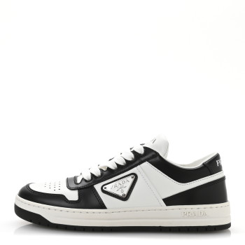 PRADA Vitello Sport Spazzolato Rois Triangle Logo Womens Downtown Low Top 30mm Sneakers 36 White Black