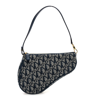 CHRISTIAN DIOR Monogram Mini Saddle Pochette Navy