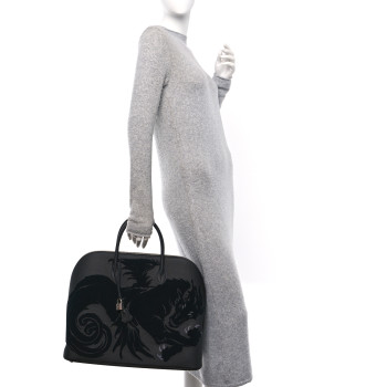 HERMES Togo Tufting Chimeres Dragon 1923 Bolide 45 Black Bleu Lin