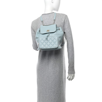 CHANEL Caviar Quilted Business Affinity Backpack Light Blue