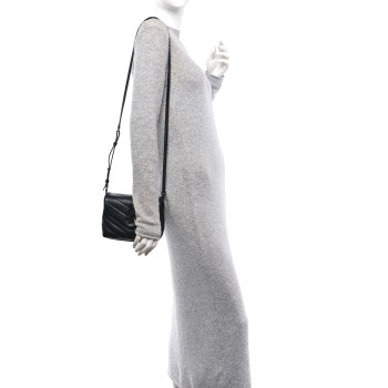 SAINT LAURENT Calfskin Y Quilted Monogram Monochrome Toy Loulou Crossbody Bag Black
