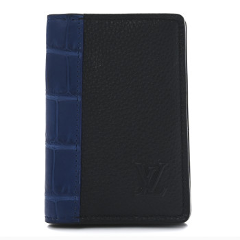 LOUIS VUITTON Crocodile Pocket Organizer Black Blue