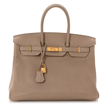 HERMES Taurillon Clemence Birkin 35 Gris Tourterelle