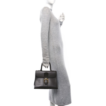 DELVAUX Grained Calfskin MM Brillant Satchel Brown