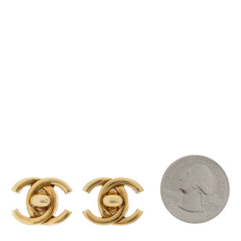 CHANEL Metal CC Turnlock Clip On Earrings Gold