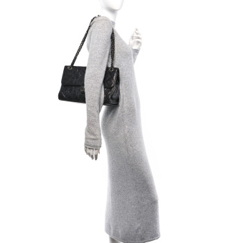 CHANEL Crumpled Grained Calfskin Jumbo CC Crave Flap Black