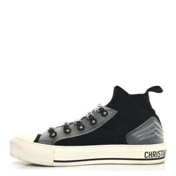 CHRISTIAN DIOR Technical Knit Calfskin Womens Walk'N'Dior High Top Sneakers 40 Black