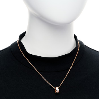 BULGARI 18K Rose Gold Diamond Mother of Pearl Serpenti Viper Pendant Necklace