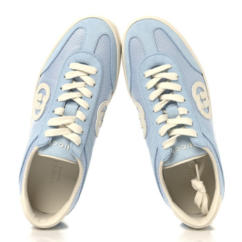 GUCCI Suede Mesh Womens G75 Sneakers 36 Blue