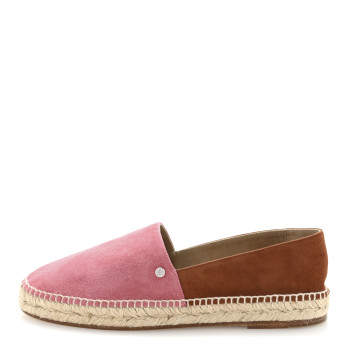 HERMES Suede Goatskin Womens Joven Espadrilles 38 Rose De Venise Gold