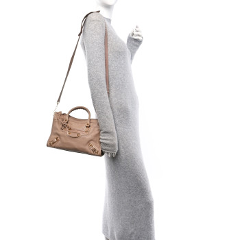 BALENCIAGA Chevre Gold Metallic Edge Hardware S City Rose Des Sables