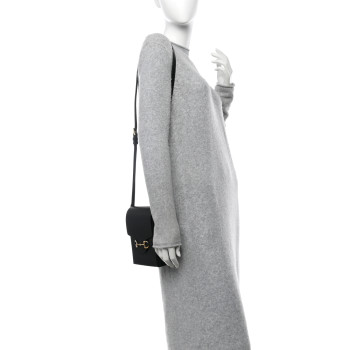 GUCCI Dollar Calfskin Vertical Horsebit 1955 Crossbody Bag Black