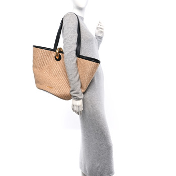 JACQUEMUS Raffia Calfskin The Bambola Ivory Black