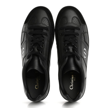 CHRISTIAN DIOR Calfskin Suede Logo Sneakers 38 Black