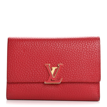 LOUIS VUITTON Taurillon Capucines Compact Wallet Rubis