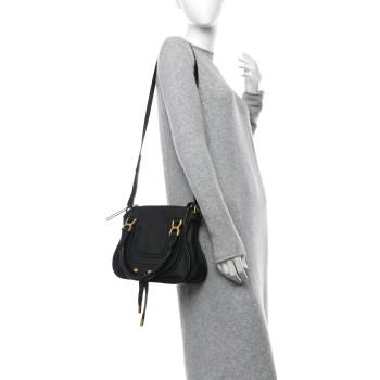 CHLOE Calfskin Small Marcie Satchel Black