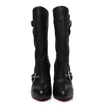 CHRISTIAN LOUBOUTIN Grained Kid Calfskin Flanavec120 Knee Boots 40 Black