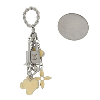 LOUIS VUITTON Sweet Monogram Pendant Necklace Charm Silver White