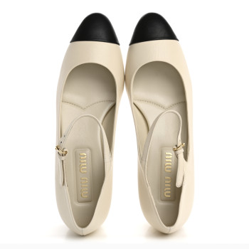MIU MIU Nappa Mary Jane 40mm Pumps 37 Avorio Black