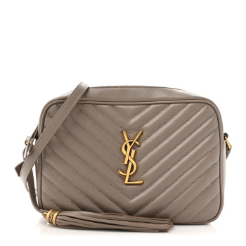 SAINT LAURENT Calfskin Matelasse Monogram Lou Camera Bag Taupe