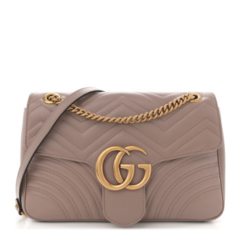 GUCCI Calfskin Matelasse Medium GG Marmont Shoulder Bag Porcelain Rose