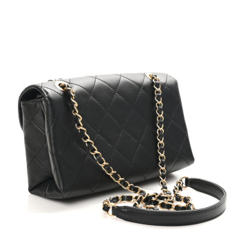 CHANEL Calfskin Quilted Small Enchained Flap Black