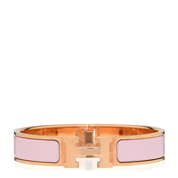 HERMES Enamel Narrow Clic Clac H Bracelet PM Rose Candeur