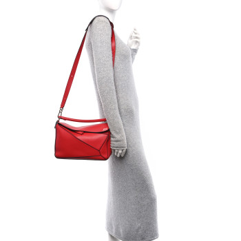 LOEWE Calfskin Medium Puzzle Bag Scarlet