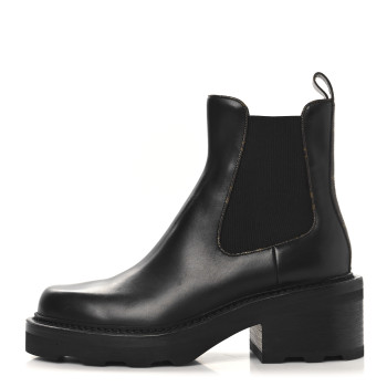 LOUIS VUITTON Calfskin Monogram Beaubourg Ankle Boots 38.5 Black