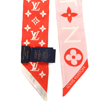 LOUIS VUITTON Silk Monogram Infinity BB Bandeau Light Pink Red
