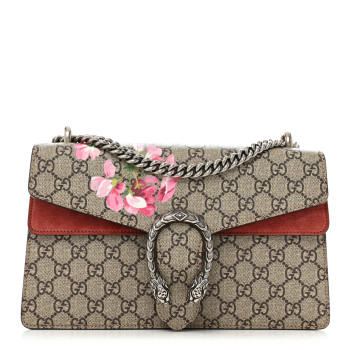 GUCCI GG Supreme Monogram Blooms Small Dionysus Shoulder Bag Beige Multicolor Dry Rose