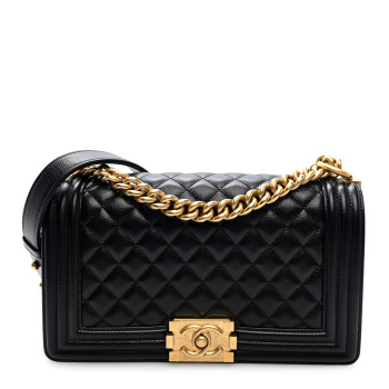 CHANEL Caviar Quilted Medium Boy Flap Black