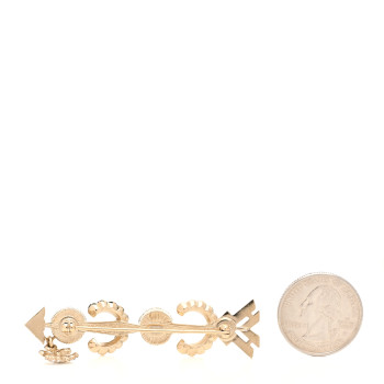 CHANEL Pearl Crystal Queen of France Brooch Gold