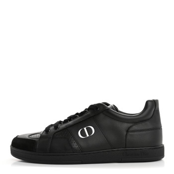 CHRISTIAN DIOR Calfskin Suede Logo Sneakers 38 Black