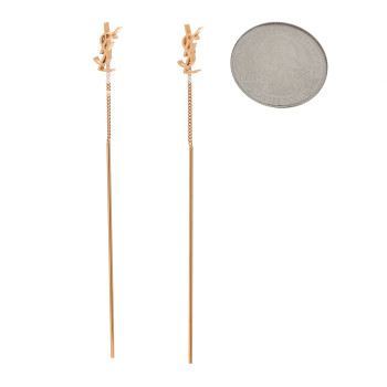 SAINT LAURENT Metal Monogram Pendant Threader Earrings Rose Gold