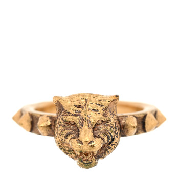GUCCI Feline Head Ring 50 5.5 Aged Gold